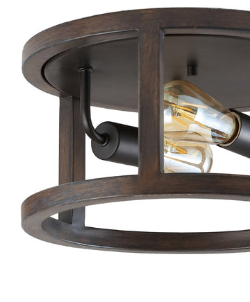 Atelier 12.75" Iron Rustic Industrial LED Flush Mount - JONATHAN Y